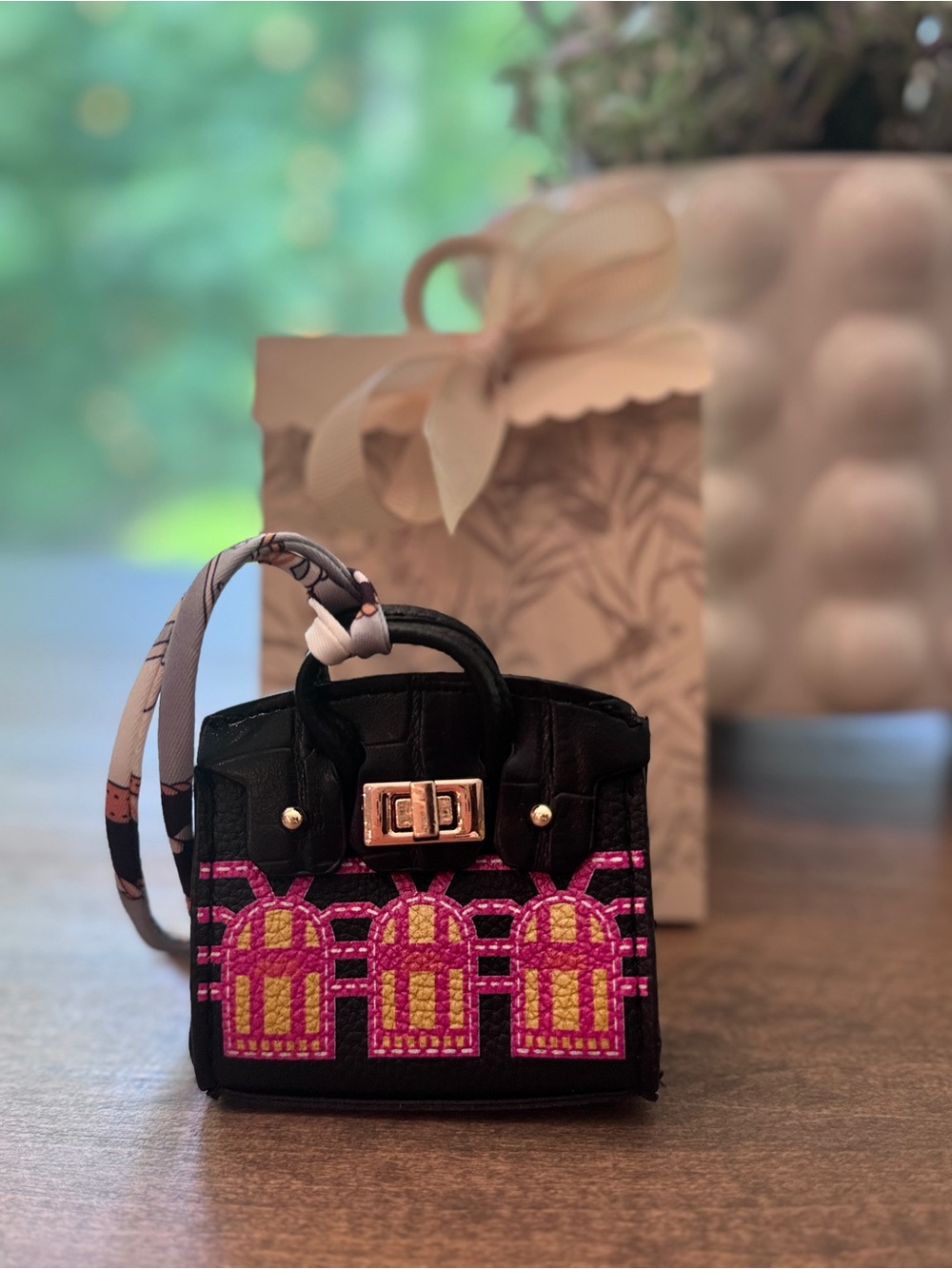 Yellow Patterned Mini Satchel Handbag - Picture 7 of 14